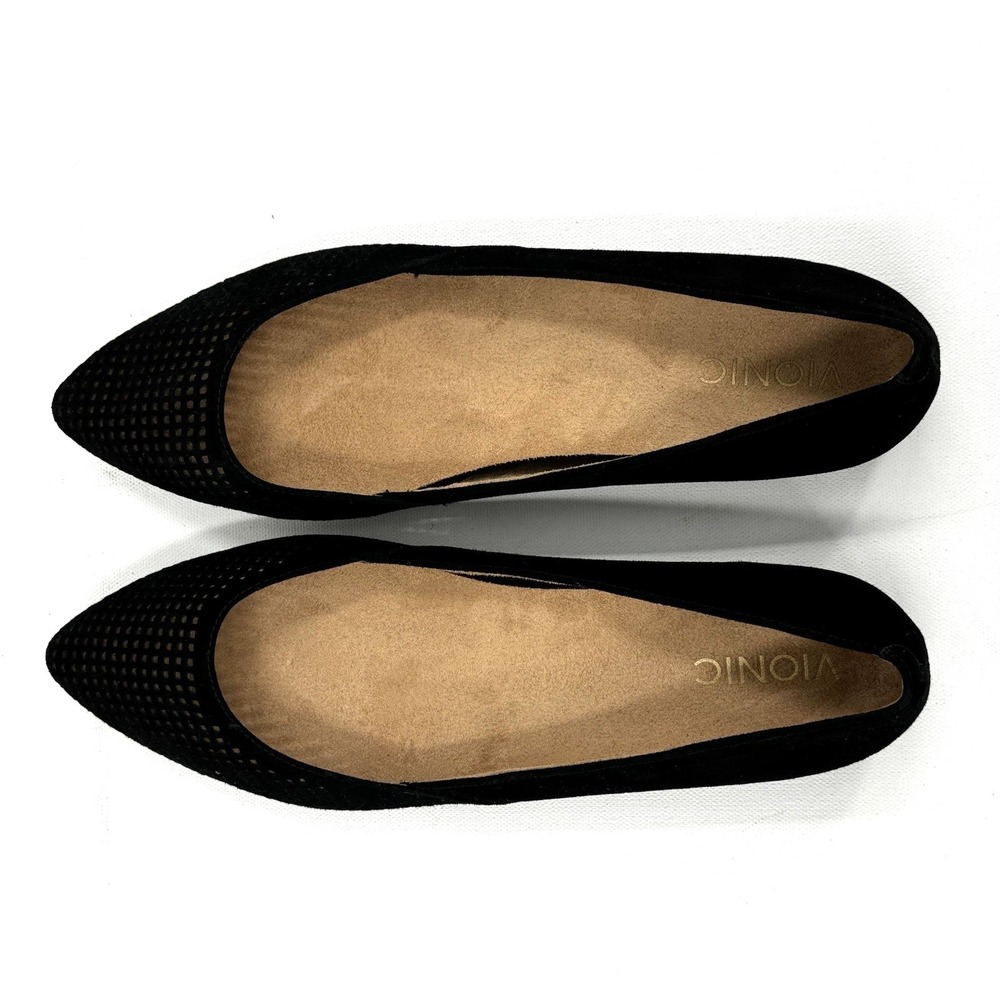 Vionic Posey Flats Loafers Shoes Womens Size 11 Black Perforated Suede Orthotic - Picture 6 of 9
